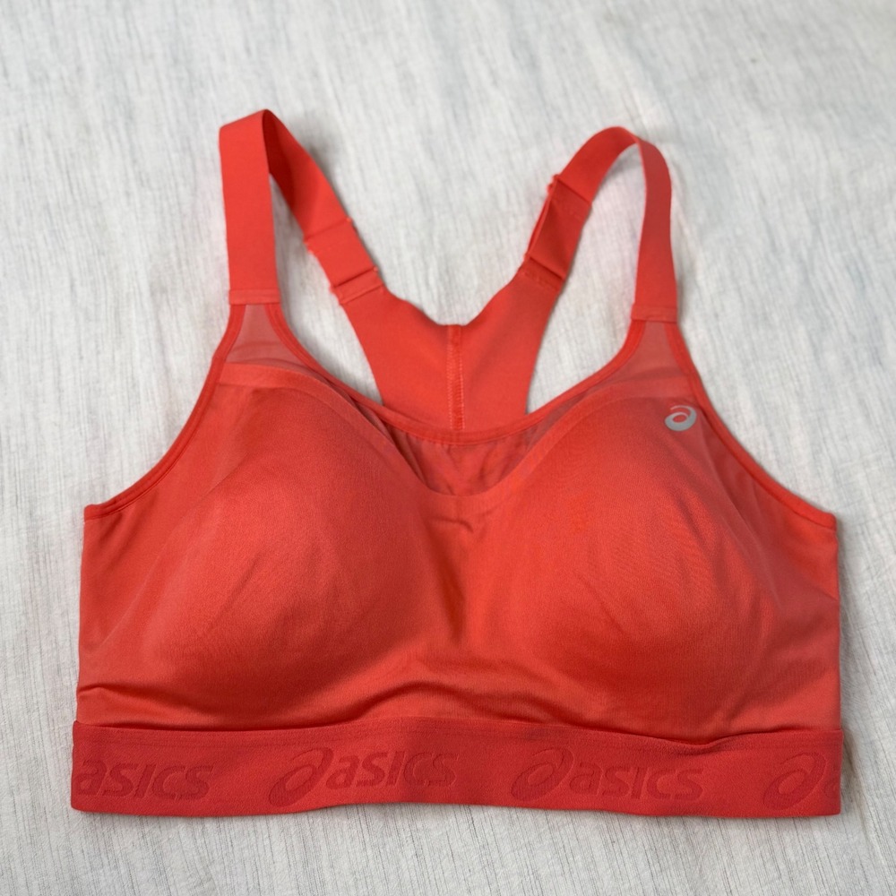 ASICS Womens 36D Orange High Impact Molded Cup Racerback Sports Bra 2256